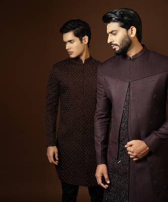 Red Wine Achkan Set 4