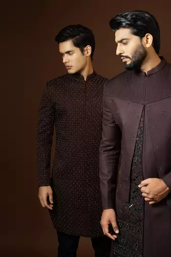 Red Wine Achkan Set