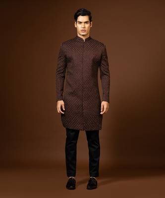 Red Wine Achkan Set 1