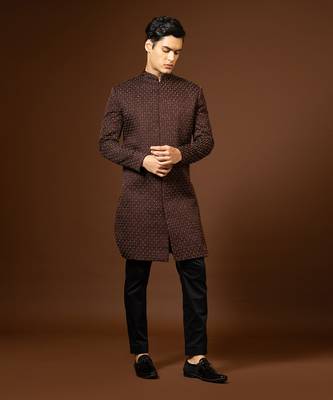Red Wine Achkan Set 6