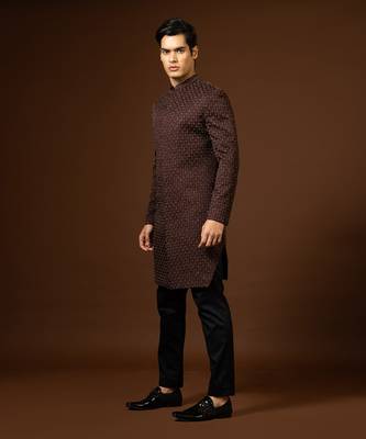 Red Wine Achkan Set 8