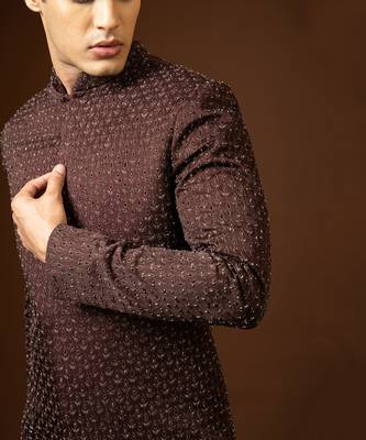 Red Wine Achkan Set 9