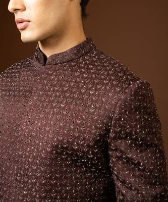 Red Wine Achkan Set 10