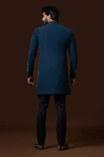 Teal Blue Achkan Set