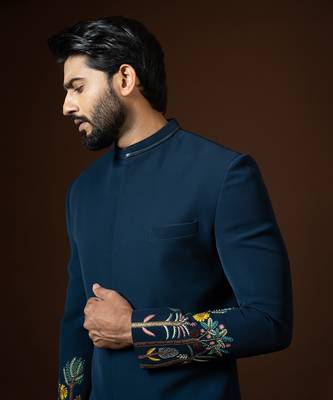 Teal Blue Achkan Set 6