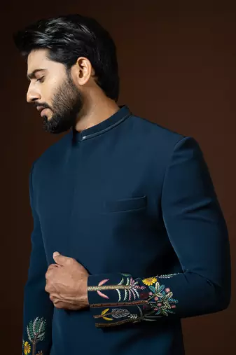 Teal Blue Achkan Set