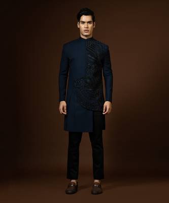 Navy Blue Achkan Set 1