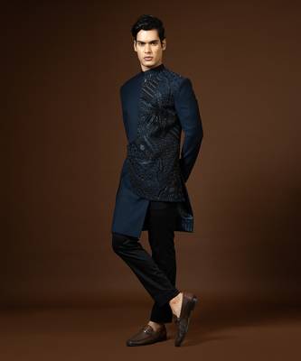 Navy Blue Achkan Set 3