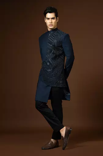Navy Blue Achkan Set