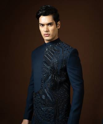 Navy Blue Achkan Set 4