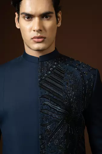 Navy Blue Achkan Set