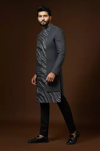 Dark Grey Achkan Set