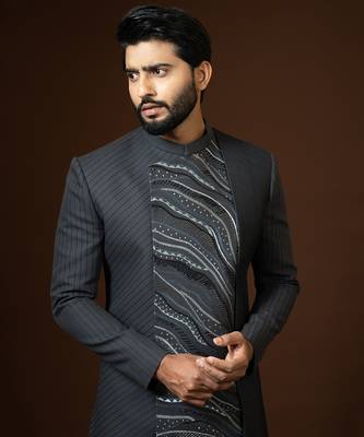 Dark Grey Achkan Set 4