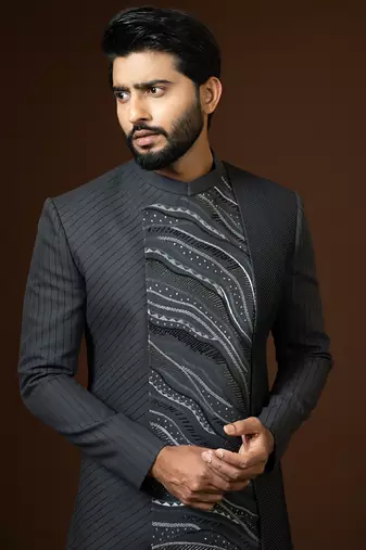 Dark Grey Achkan Set