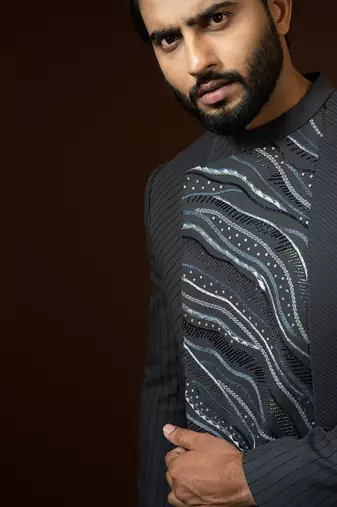 Dark Grey Achkan Set