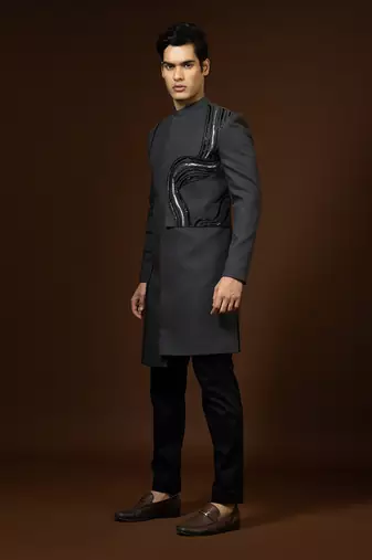 Slate Grey Achkan Set