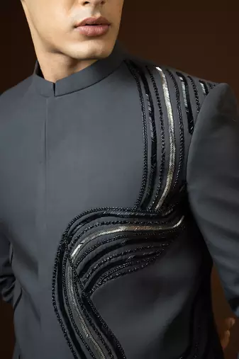 Slate Grey Achkan Set