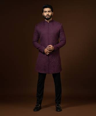 Red Wine Achkan Set 1