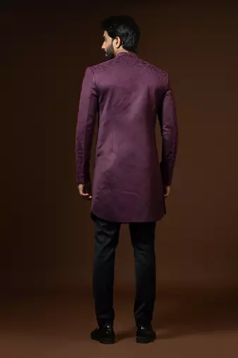 Red Wine Achkan Set