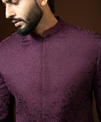 Red Wine Achkan Set 7