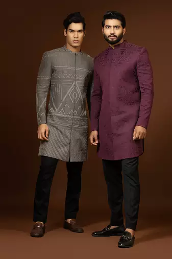 Dark Grey Achkan Set