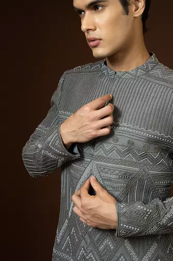 Dark Grey Achkan Set