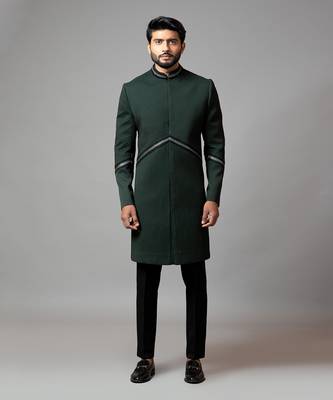 Achkan With Pintucks With Slight Embroidery 1