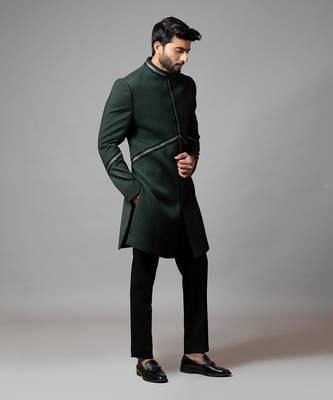 Achkan With Pintucks With Slight Embroidery 2