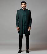 Straight Cut Fully Embroidered Achkan With Kurta And Trousers