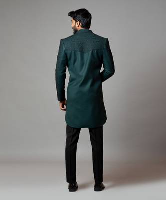 Straight Cut Fully Embroidered Achkan With Kurta And Trousers 4