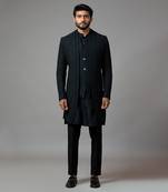 Double panel achkan with motif embroidery with kurta