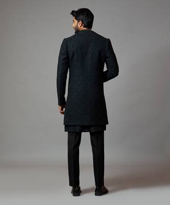 Double panel achkan with motif embroidery with kurta 3