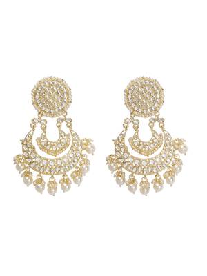 Gold Plated Kundan and Pearl studded Layered ChandBali Earrings Brass 3