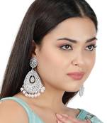 Silver Plated Handcrafted Kundan Embellished Teardrop Dangle Earrings Brass