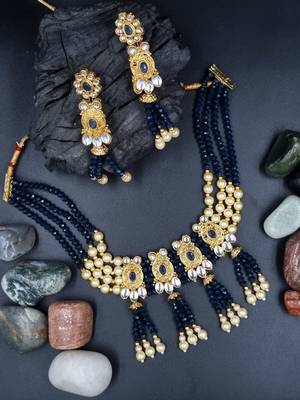 BLUE  Ethnic Gold Plated Kundan Choker Set for Women NS_1833_BL_265 1