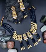 BLUE  Ethnic Gold Plated Kundan Choker Set for Women NS_1833_BL_265