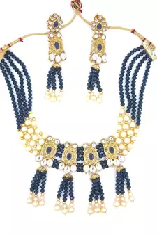 BLUE  Ethnic Gold Plated Kundan Choker Set for Women NS_1833_BL_265