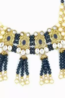 BLUE  Ethnic Gold Plated Kundan Choker Set for Women NS_1833_BL_265