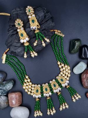 GREEN  Ethnic Gold Plated Kundan Choker Set for WomenNS_1833_G_265 1