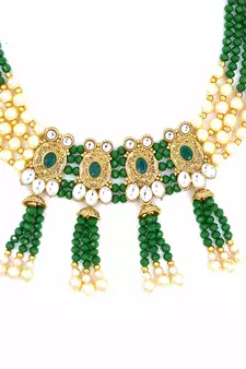 GREEN  Ethnic Gold Plated Kundan Choker Set for WomenNS_1833_G_265