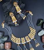 GREY  Ethnic Gold Plated Kundan Choker Set for Women NS_1833_GY_265