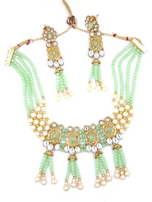 MINT  Ethnic Gold Plated Kundan Choker Set for Women NS_1833_MT_265 2