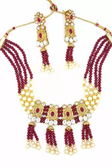 AARNAA RUBY  Ethnic Gold Plated Kundan Choker Set for Women NS_1833_R_265