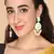 Gold Plated Pastel Mint Green Meenakari with Beads Drop Earrings Brass