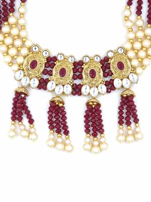 AARNAA RUBY  Ethnic Gold Plated Kundan Choker Set for Women NS_1833_R_265 3
