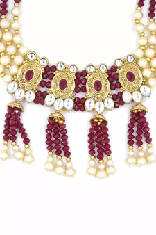 AARNAA RUBY  Ethnic Gold Plated Kundan Choker Set for Women NS_1833_R_265