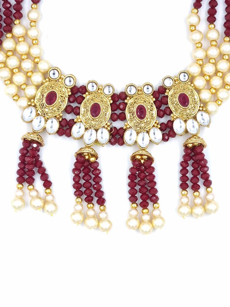 AARNAA RUBY  Ethnic Gold Plated Kundan Choker Set for Women NS_1833_R_265