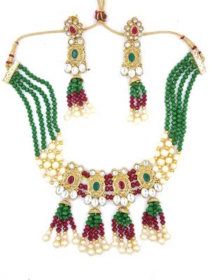 RUBYGREEN  Ethnic Gold Plated Kundan Choker Set for Women NS_1833_RG_265 2