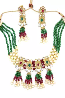 RUBYGREEN  Ethnic Gold Plated Kundan Choker Set for Women NS_1833_RG_265