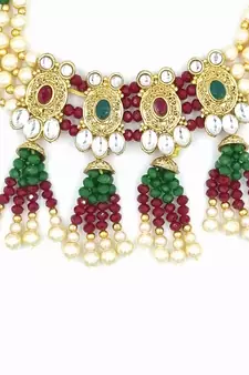 RUBYGREEN  Ethnic Gold Plated Kundan Choker Set for Women NS_1833_RG_265